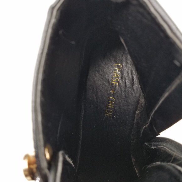 Chase + Chloe Storm Combat Boots Women 9 Black Block Heel Lug Sole Glitter Laces - Picture 10 of 15